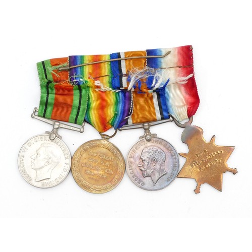 656 - WWI-WWII mounted medal group, including the the 1914-191`5 Star, War, Victory and Defence medal, awa... 