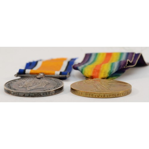 660 - WWI pair of War and Victory medals, awarded to M2-201823  PTE. J. A. Holmes. A.S.C.