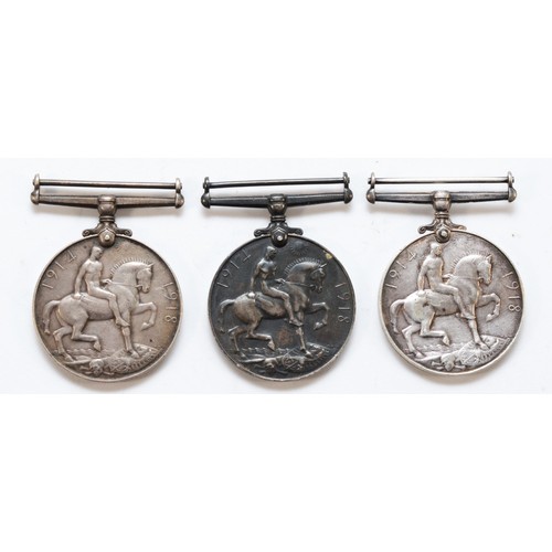 666 - WWI Trio of War medals, awarded to 2. LIEUT. J. Cairns, 11409. PTE. E. Pemberton. W. Rid. regiment a... 