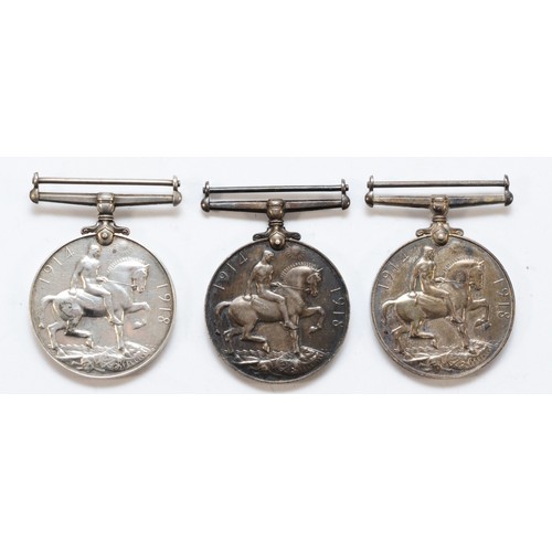 667 - WWI Trio of War medals, awarded to 30489 PTE. E. J. Harvey. E. Surr. R, J-2087 PTE. B. Husban. Royal... 