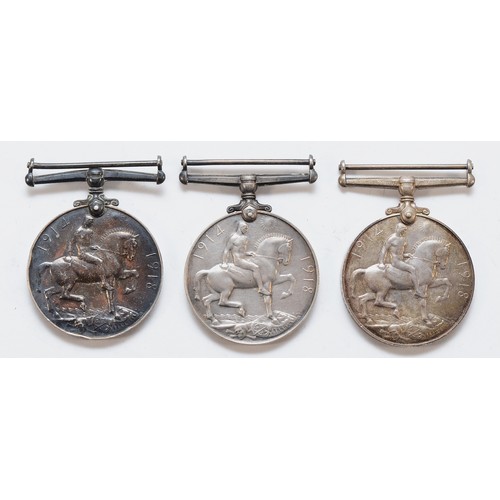 668 - WWI Trio of War medals, awarded to 45933 PTE. G. F. Sibson. Notts. Derby. R, 216751 BMBR. A. W. W. D... 