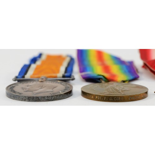 673 - WWI trio of War, Victory and the 1914-1915 Star, awarded to 2194 PTE. F. J. Cole. 7th London regimen... 