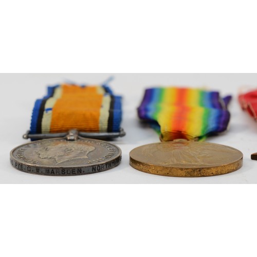 676 - WWI trio of War, Victory and the 1914-1915 Star, awarded to 16690 PTE. C. W. Marsden. North'd Fusili... 