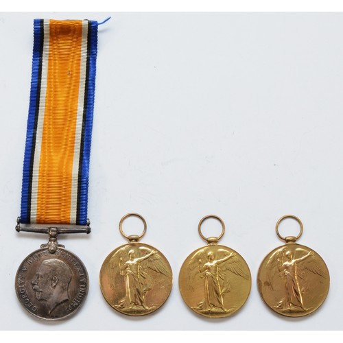 679 - WWI Four medals including three Victory and the War medal, War awarded to J.49931 H. Schofield. A. B... 