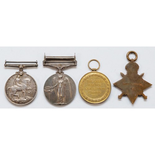 681 - WWI Officer medal group to include the Iraq, 1914-1915 Star, Victory and War, awarded to LIEUT-Capta... 