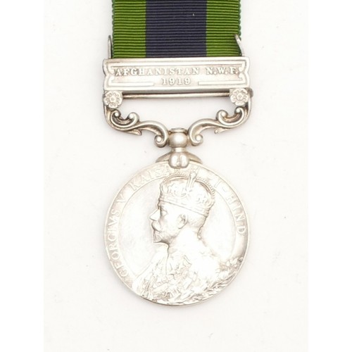 686 - George V Afghanistan N.W.F 1919 Service medal, awarded to 51518 GNR. R.A. Inkster. R.F.A.