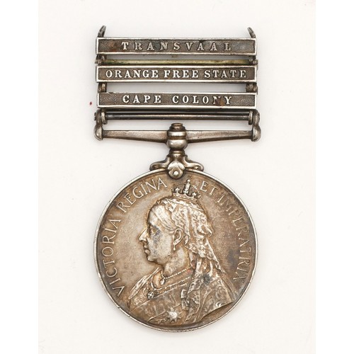 693 - 1899-1902 Queen Victoria Queens South African medal, clasped Transvaal, Orange Free State and Cape C... 