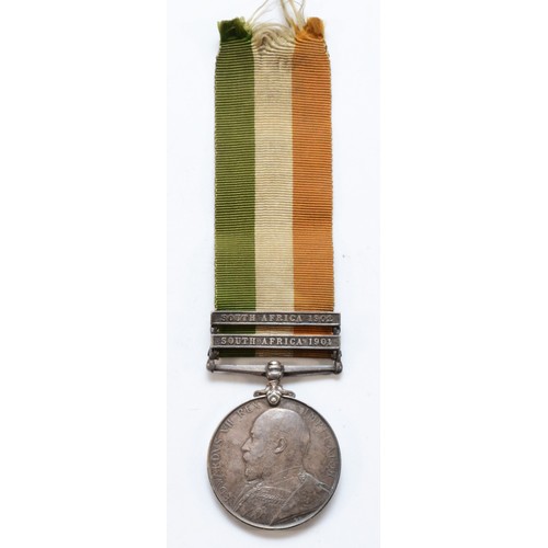 695 - 1901-1902 Boer war Kings medal, clasped South Africa 1901-1902, presented to 4912 PTE. J. Bullock. A... 