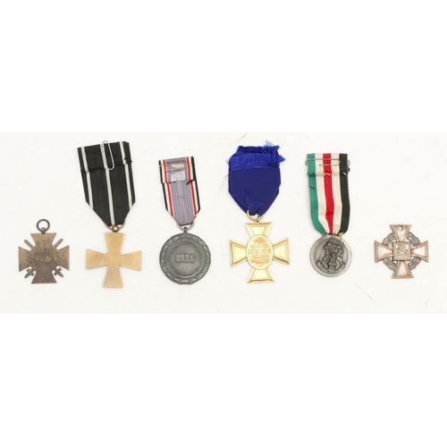 586 - Six German/Prussian medals to include the 1914-1918 Honour Cross, stamped A.&S., A reproduction of t... 