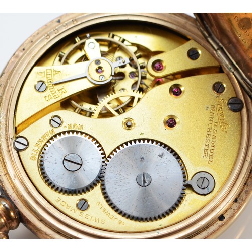 3 - Everite for H. Samuel, a gold plated keyless wind open face pocket watch, 15 jewel movement, 49mm.
W... 