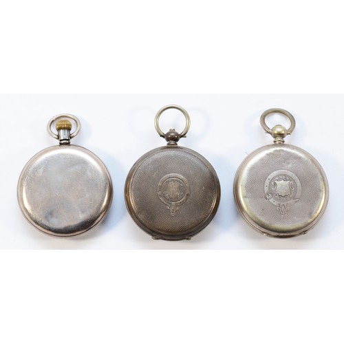 10 - Benson, a silver key wind pocket watch, working when catalogued and two other non working silver poc... 