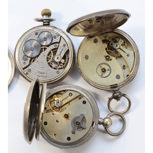 10 - Benson, a silver key wind pocket watch, working when catalogued and two other non working silver poc... 