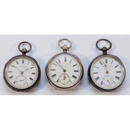 11 - Graves, Sheffield, a silver key wind open pocket watch, working when catalogued and two silver non w... 