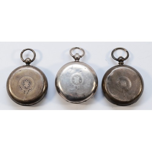 11 - Graves, Sheffield, a silver key wind open pocket watch, working when catalogued and two silver non w... 