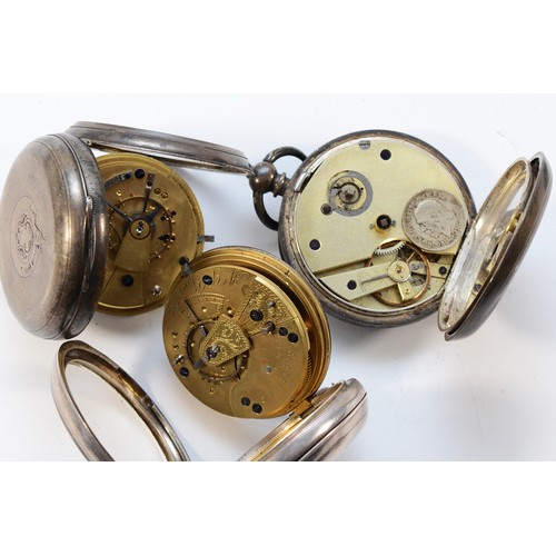 11 - Graves, Sheffield, a silver key wind open pocket watch, working when catalogued and two silver non w... 