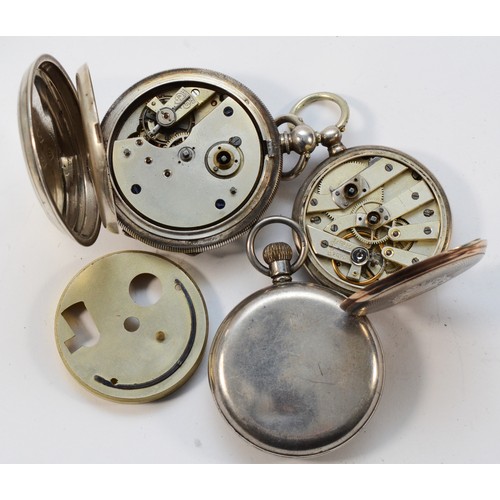 17 - Three silver open face pocket watches, non working when catalogued (3)