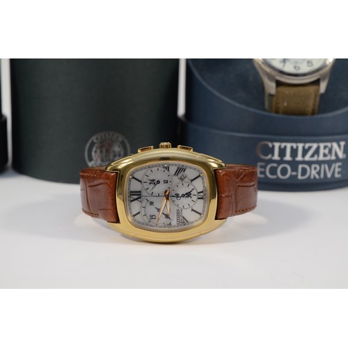 31 - Three Citizen Eco-Drive gentleman's wristwatches, WR100, WR 200, both boxed and GN-0-S-9, all in goo... 