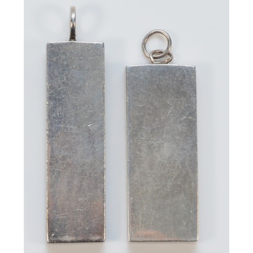 146 - David Scott Walker, silver ingot pendant, Sheffield 1977, with a similar example, Birmingham 1977, 5... 