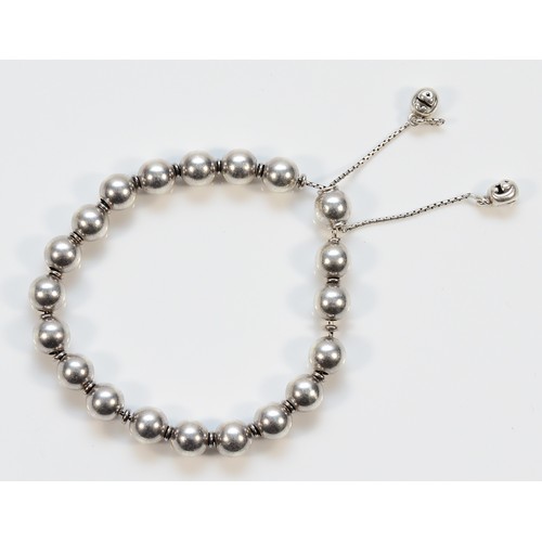 155 - Gucci, sterling silver beaded bracelet with a slider clasp, 18g, with pouch