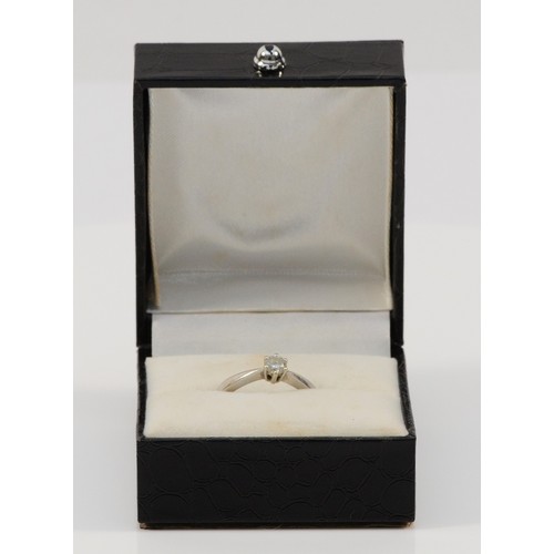 165 - An 18ct white gold brilliant cut diamond solitaire ring, stated approx 0.33ct diamond, N 1/2, 3g