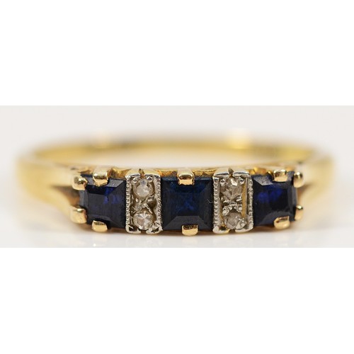 251 - An 18ct gold sapphire and diamond ring, Q, 2.7g