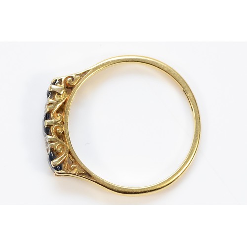 251 - An 18ct gold sapphire and diamond ring, Q, 2.7g