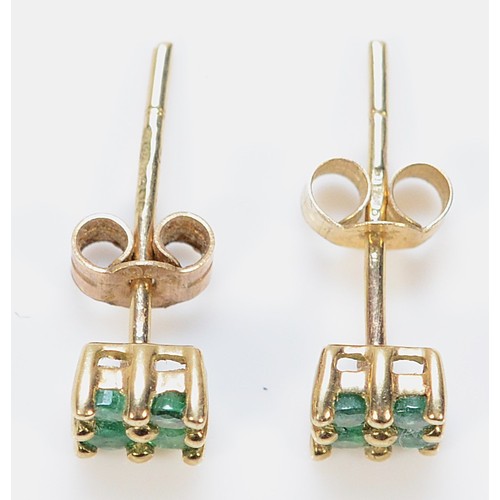 283 - A pair of 9ct gold emerald square cluster earrings, 0.8g