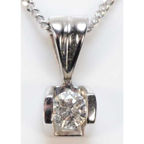 287 - A 9ct white gold brilliant cut diamond pendant, HI, P3, estimated 0.13ct, 2.2g