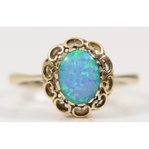 448 - A 585 gold imitation opal dress ring, O 1/2, 2.2g