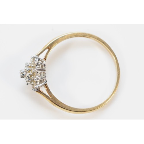 486 - A 9ct gold diamond cluster ring, stated 0.10ct, P, 1.8g