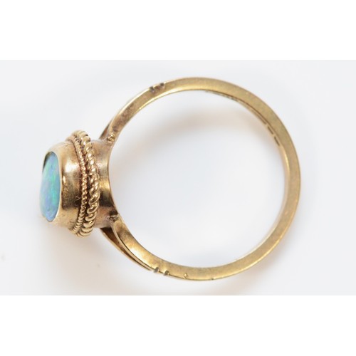 491 - A 9ct gold opal triplet dress ring, J 1/2, 2.4g