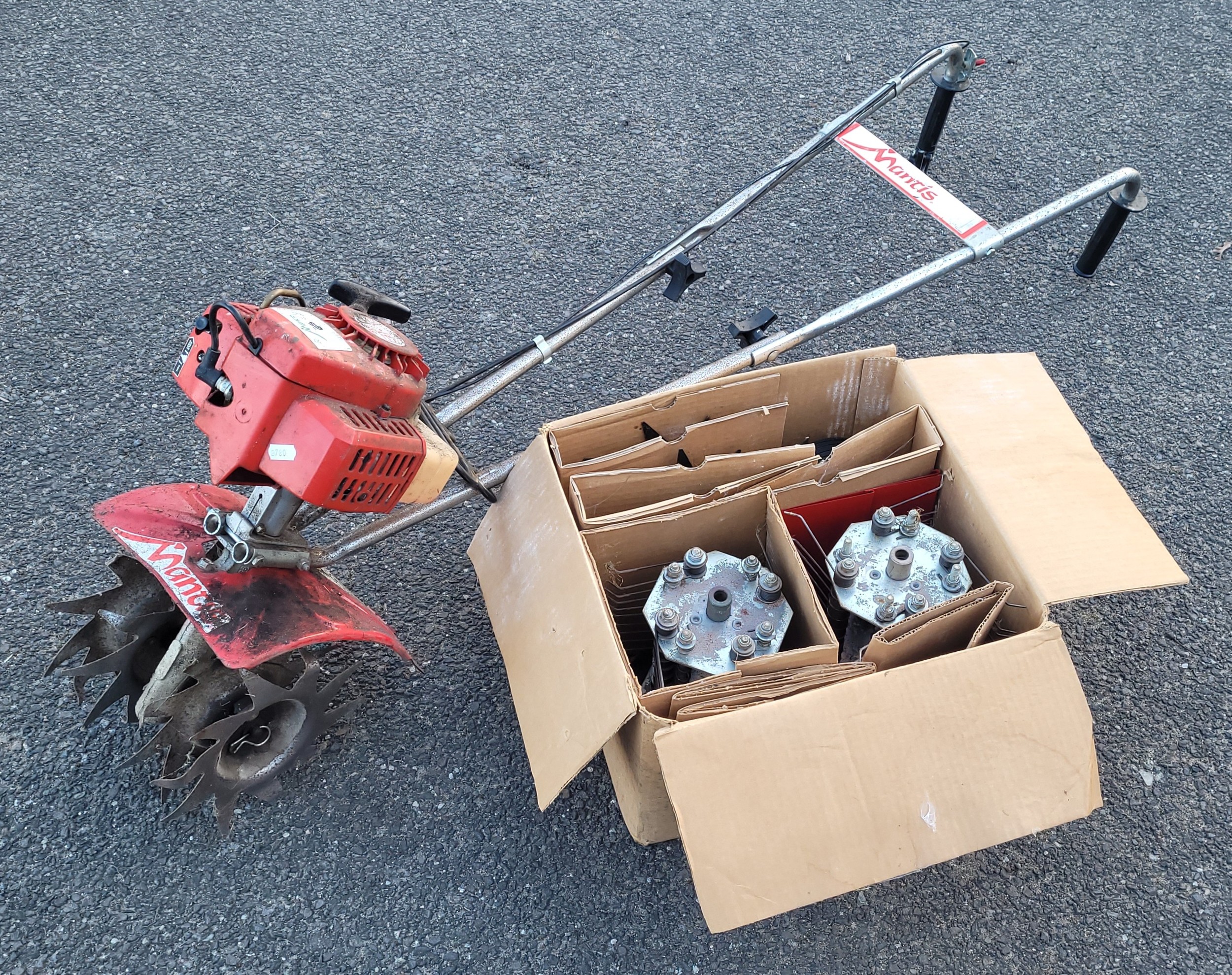 Mantis petrol engine garden rotavator, to include spare rotavator ...