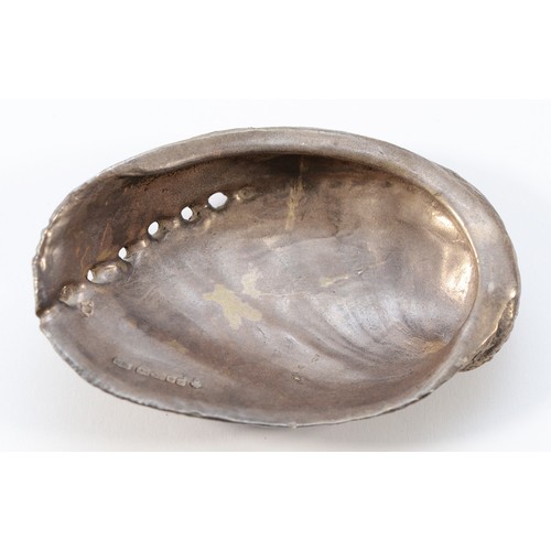 13 - A cast silver Abalone shell, by M.G., London 2000, Millennium hallmark, 8.5 x 5.5 x 2cm, 115gm