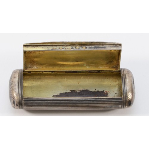 19 - A William IV silver snuff box, by Joseph Willmore, Birmingham 1834 with ribbed decoration, 7.5 x 3 x... 