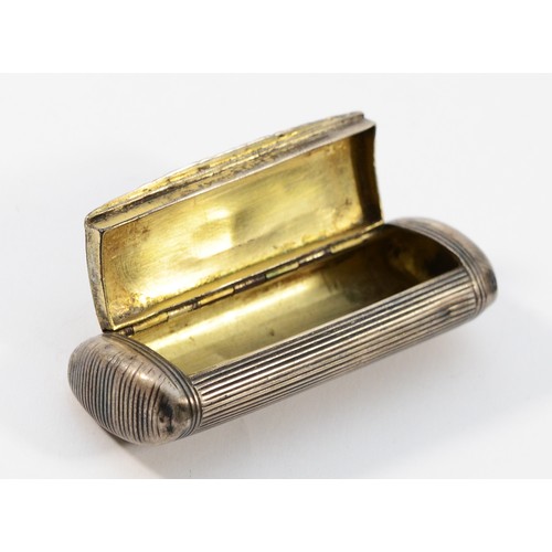 19 - A William IV silver snuff box, by Joseph Willmore, Birmingham 1834 with ribbed decoration, 7.5 x 3 x... 