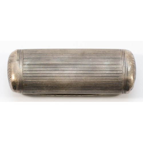 19 - A William IV silver snuff box, by Joseph Willmore, Birmingham 1834 with ribbed decoration, 7.5 x 3 x... 