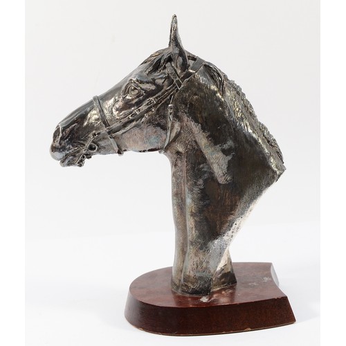 49 - A David Geenty 925 silver sculpture of a horses head wearing a bridle, Camelot Silverware Ltd, Sheff... 