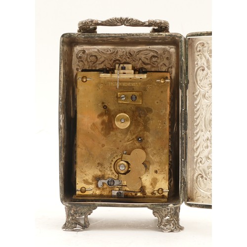 48 - A Victorian silver carriage time piece, by William Comyns, London 1899, with case with all over cher... 