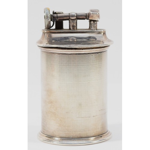 53 - A silver petrol table lighter, by John Collard Vickery, Birmingham 1928, 9cm tall.