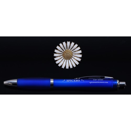 78 - Anton Michelsen, Denmark, sterling silver gilt and white enamel daisy brooch, 30mm, 10g