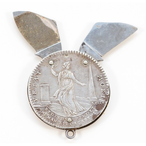 59 - Hermes, Paris, a Louis XV silver Royal Academy of Inscriptions and Belles Lettres medal converted to... 