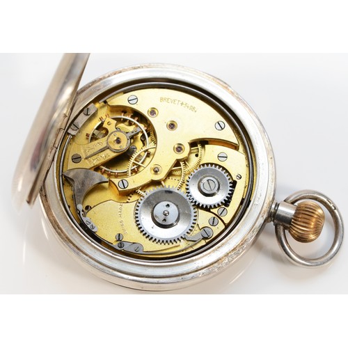 211 - An early 20th century Swiss silver quarter repeating keyless wind full hunter pocket watch, London i... 