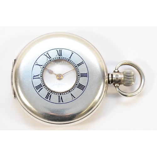 214 - Everite for H. Samuel, Manchester, a silver keyless wind half hunter pocket watch, Birmingham 1937, ... 