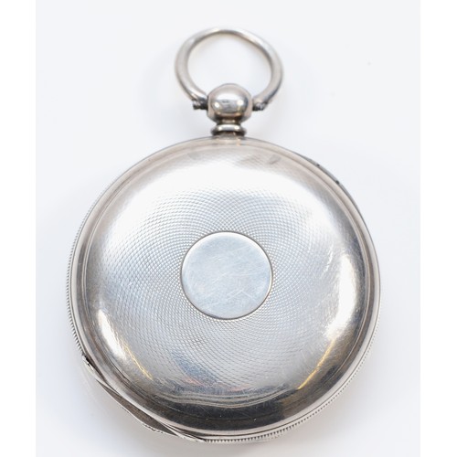 215 - A Victorian silver fusee half hunter pocket watch, London 1877, white enamel dial, numbered movement... 