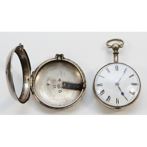 218 - A George III silver pair cased club-foot verge or 'Ormskirk' escapement pocket watch, by James Rylan... 