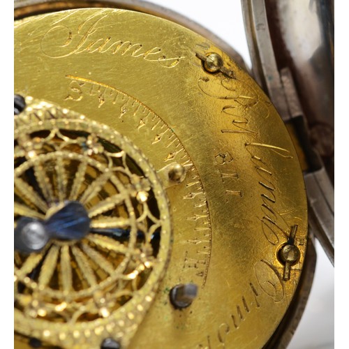 218 - A George III silver pair cased club-foot verge or 'Ormskirk' escapement pocket watch, by James Rylan... 