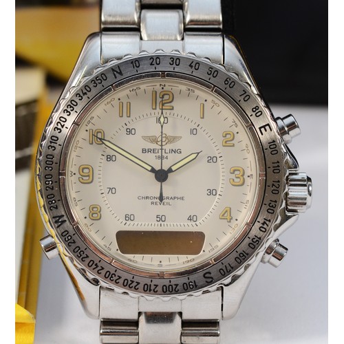 232 - Breitling Intruder Chronograph Reveil stainless steel quartz gentleman's wristwatch, reference A5103... 