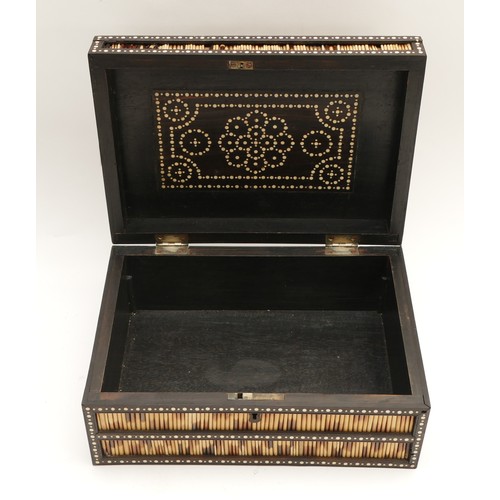 251 - A mid 20th century Anglo-Indian ivorine and porcupine rectangular quill box, with fitted interior co... 