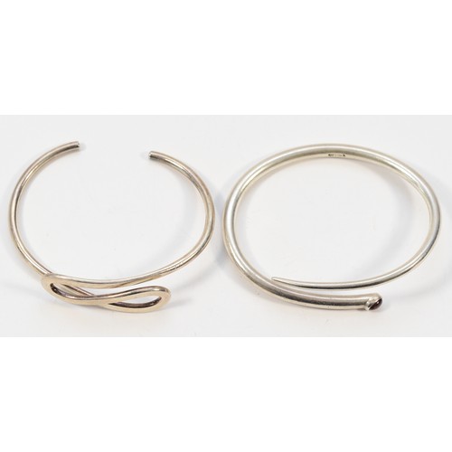 32 - Kaleido, a silver gemset bangle, 65mm, together with a 925 silver open bangle, 60mm, 54g