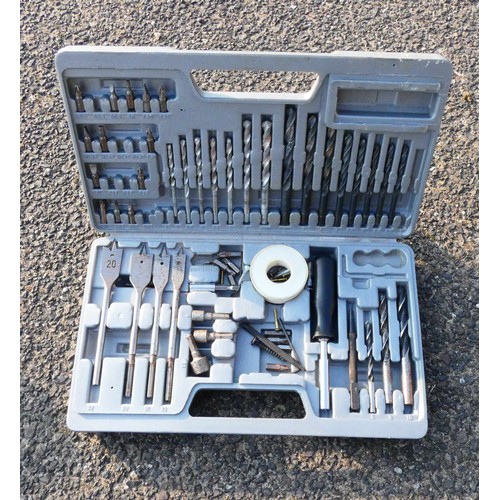 8 - A black plastic tool box containing a selection of hand tools, a Black and Decker BL24V 240v cordles... 